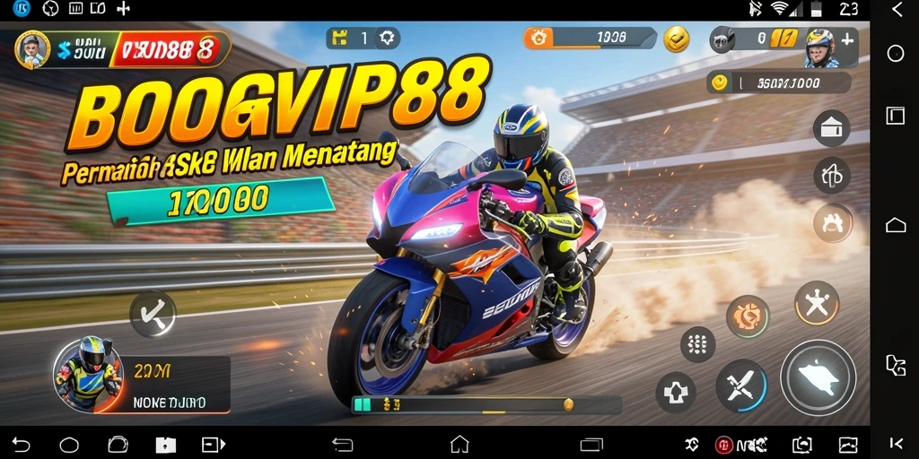 Screenshot BOSVIP88 menampilkan aksi balap motor yang mendebarkan.