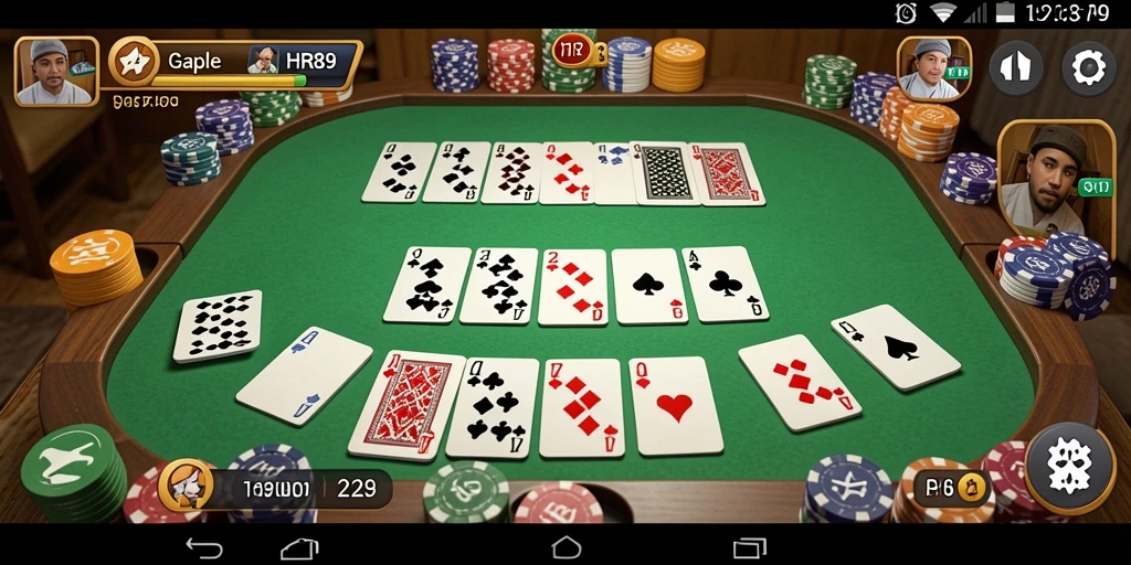 Screenshot gameplay HR89 menampilkan suasana seru permainan Gaple.