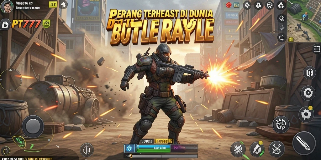 Screenshot PT777 menunjukkan pertarungan intens dalam mode Battle Royale.